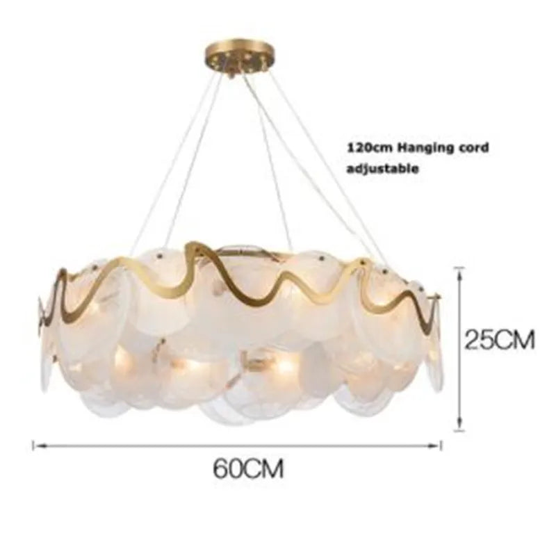 lustre rond en verre et fer pour éclairage intérieur