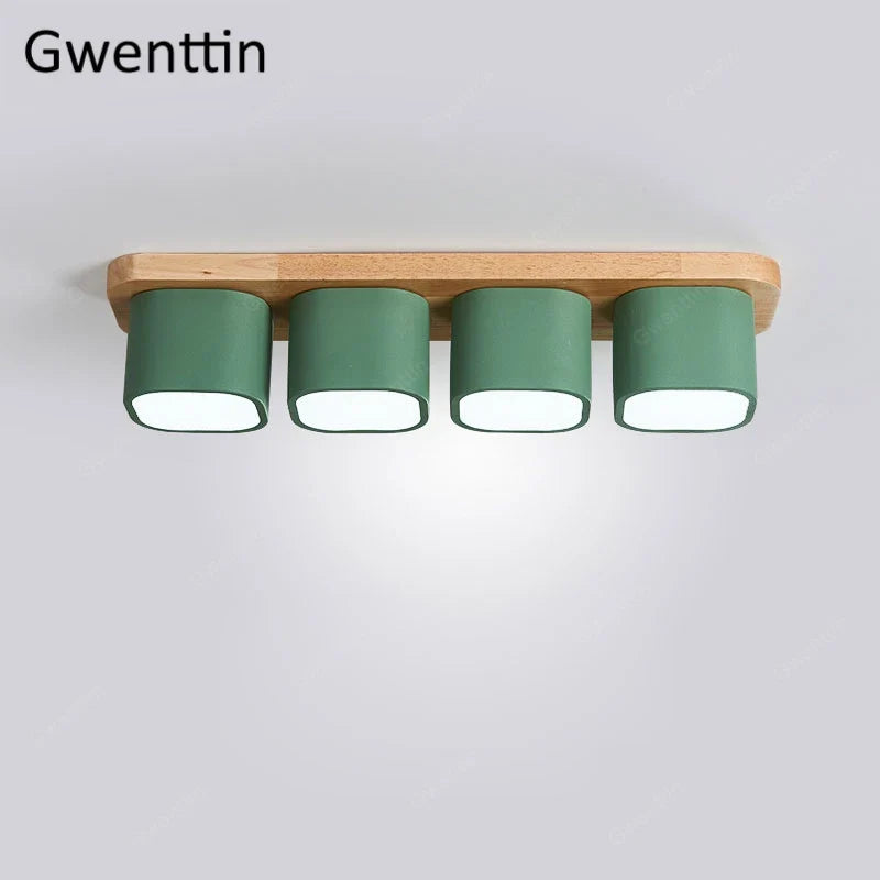 plafonnier moderne en bois et fer design nordique pour intérieur décoratif