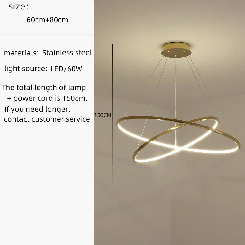 lustre nordique cercle doré éclairage intérieur décoratif
