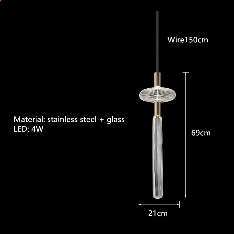 suspension postmoderne en verre transparent pour espaces modernes