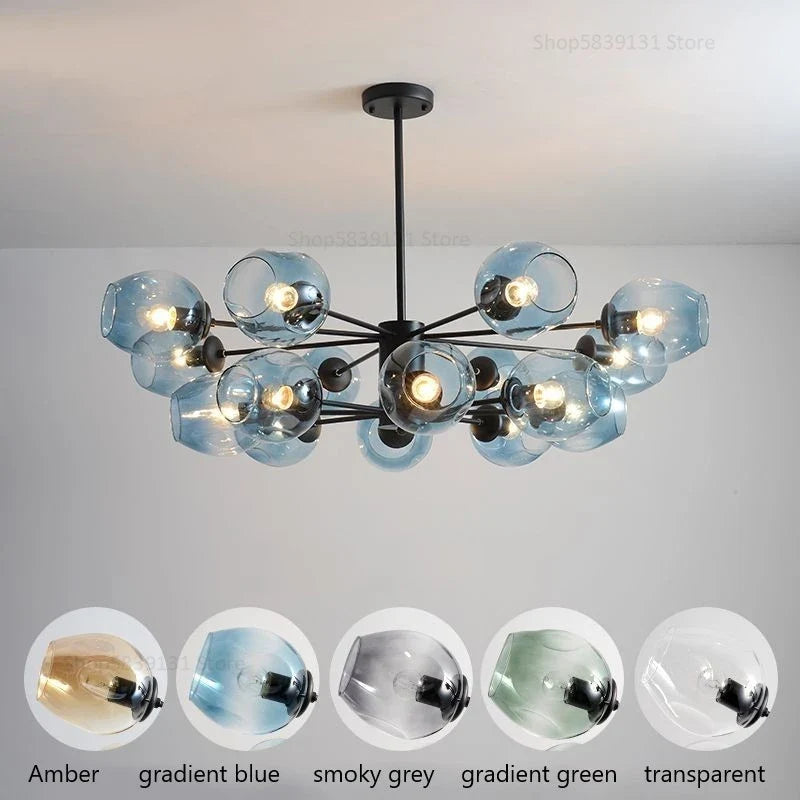 lustre nordique moderne en verre et fer pour décoration