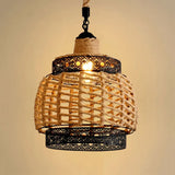 lustre vintage en chanvre réglable pour salon et restaurant