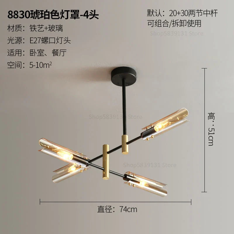 lustre en verre au design nordique et créatif