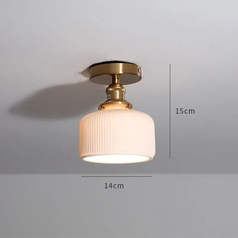plafonnier nordique cuivre LED luminaires interrupteur chambre salon escalier lumière Plafon montage Flount en céramique éclairage à la maison