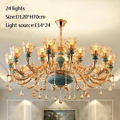 lustre de luxe en cristal et céramique pour un éclairage élégant