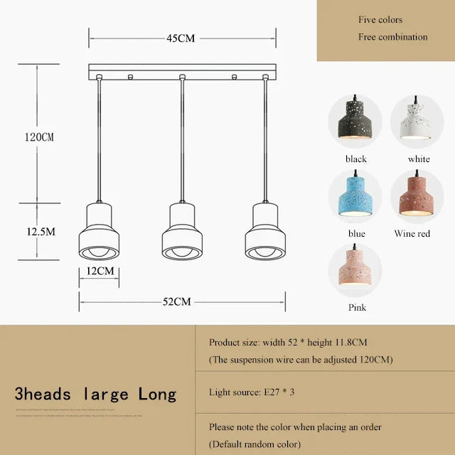 suspension moderne en terrazzo design nordique plusieurs couleurs led