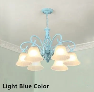 lustre suspendu en fer forgé avec abat jour en verre vintage