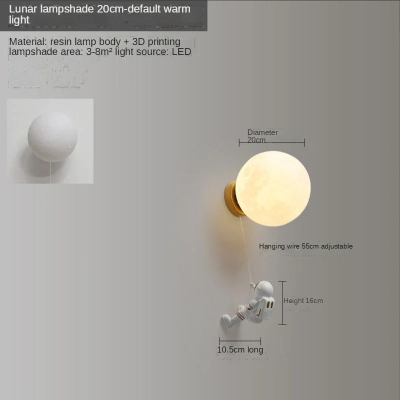 applique murale astronaute enfants 3d lune décoratif chevet