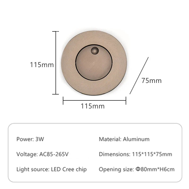 applique murale led rotative à 360 degrés avec interrupteur pliable