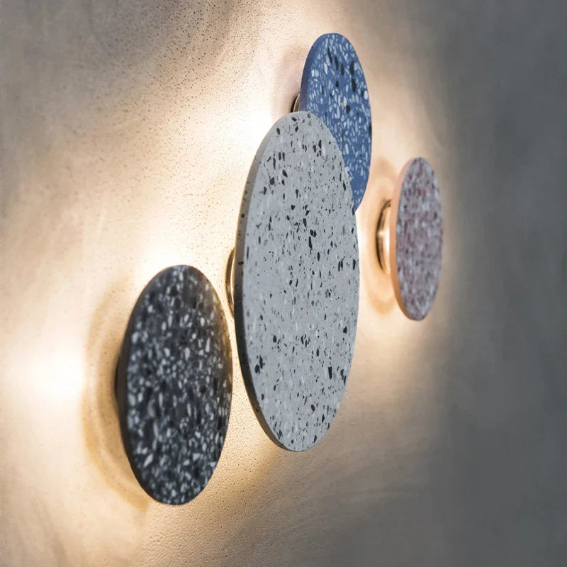 Applique extérieure LED étanche jardin rond intérieur Terrazzo &amp; acrylique décoration fond applique murale terrasse éclairage mural