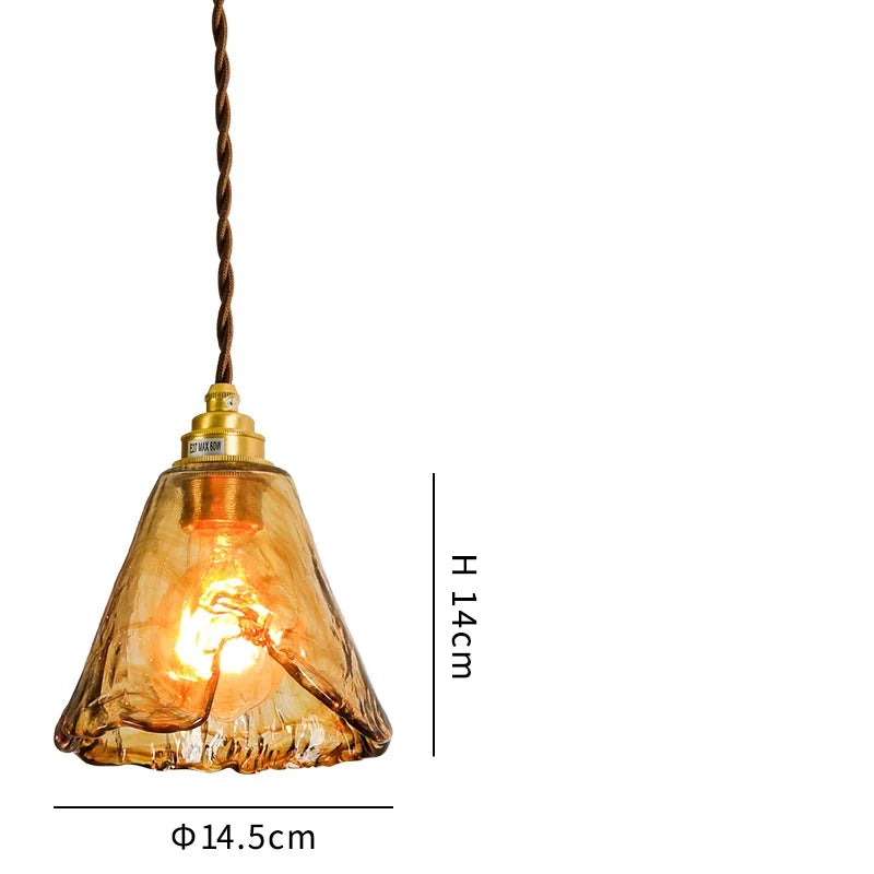 suspension led style japonais en bois cuivre réglable vintage