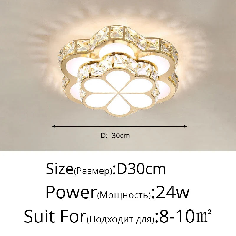 plafonnier led intelligent avec motif de fleur en cristal moderne