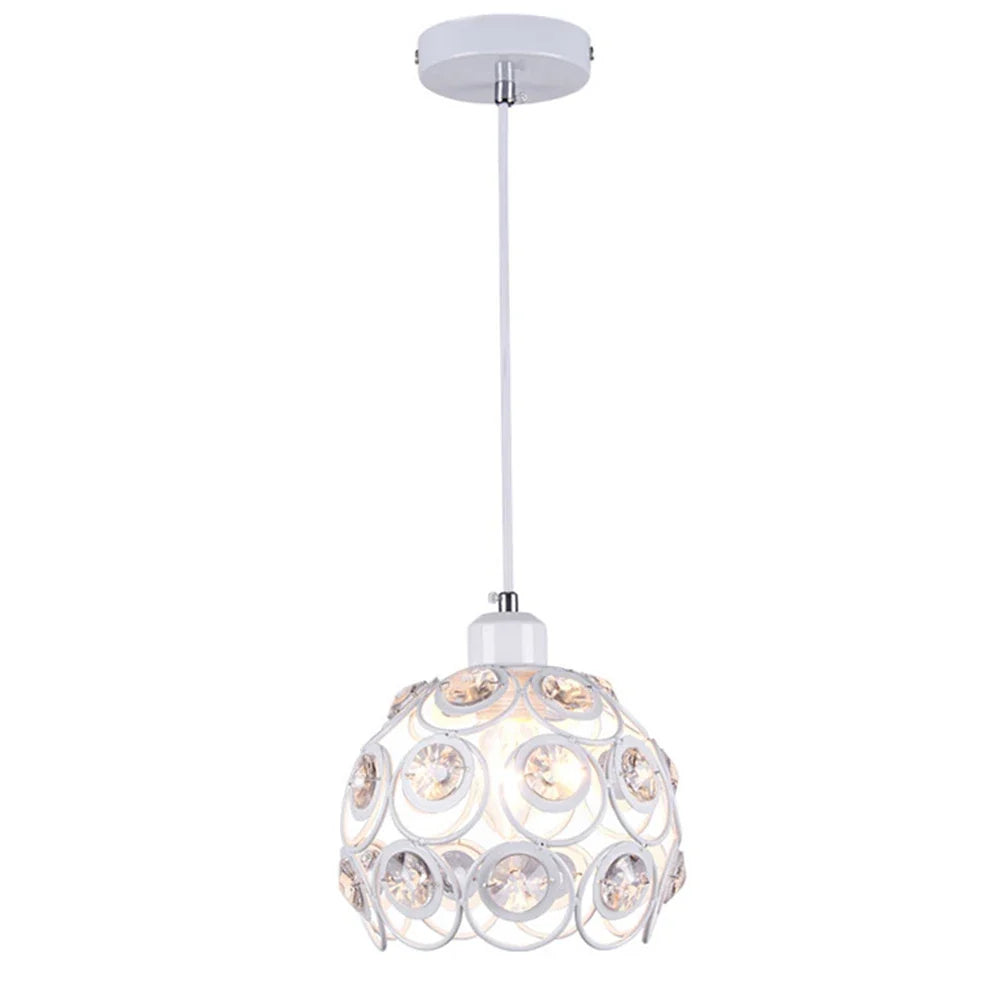 Modern Ceiling Light Chandelier Metal Crystal Shade E27, Pendant Lighting for Living Dining Room Bedroom Cafe Bar Black White