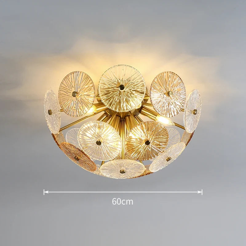 Deyidn luxe or suspension ronde verre plafond lustre pour Villa salle à manger chambre décorative moderne intérieur lumière