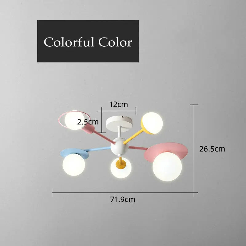 Nordique enfants chambre lustre éclairage abat-jour en verre dessin animé LED bleu rose plafonnier pour fille garçon enfants princesse chambre