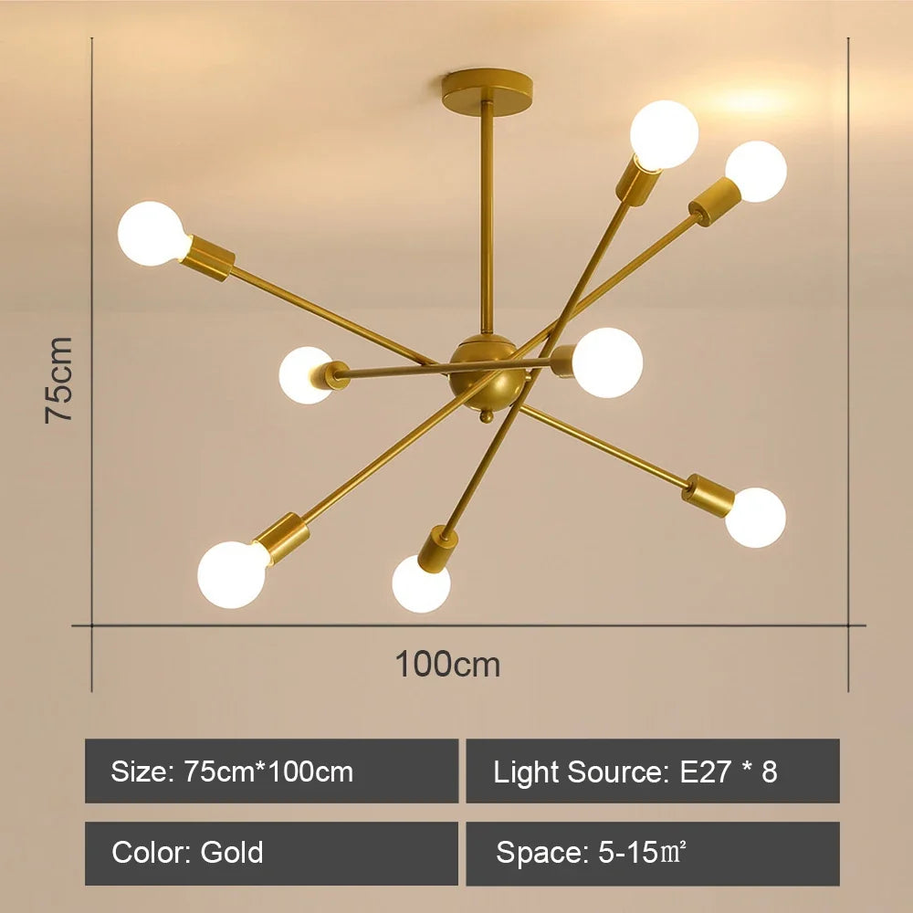 Plafond moderne à LEDs lustre lumière salon chambre industrielle spoutnik lustres suspension lampe créative éclairage maison décor