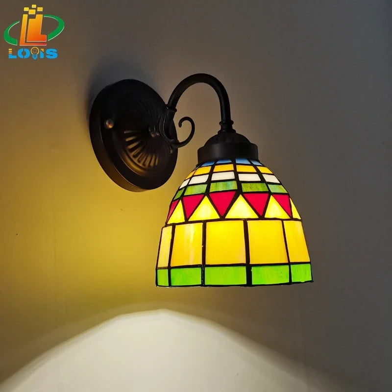 applique murale en verre teinté style européen avec éclairage LED