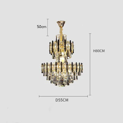 lustre en cristal de luxe pour escalier et hall d'hôtel