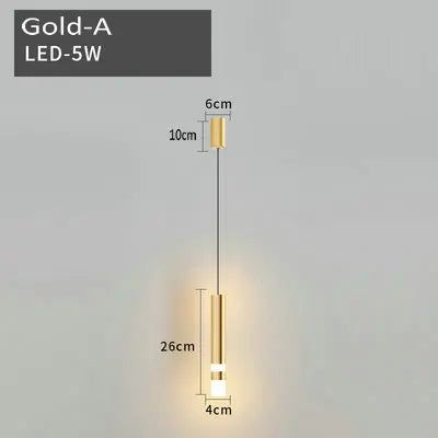 suspension LED en or art moderne long câble