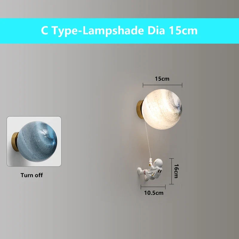applique murale d'astronaute 3d avec lumières de lune pour enfants