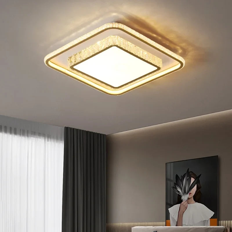 plafonnier moderne en cristal ambiance chaleureuse et romantique