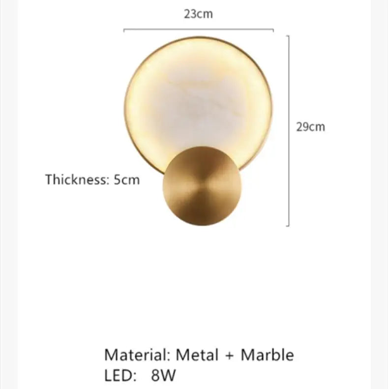 suspension ronde à deux led en marbre naturel pour décoration intérieure