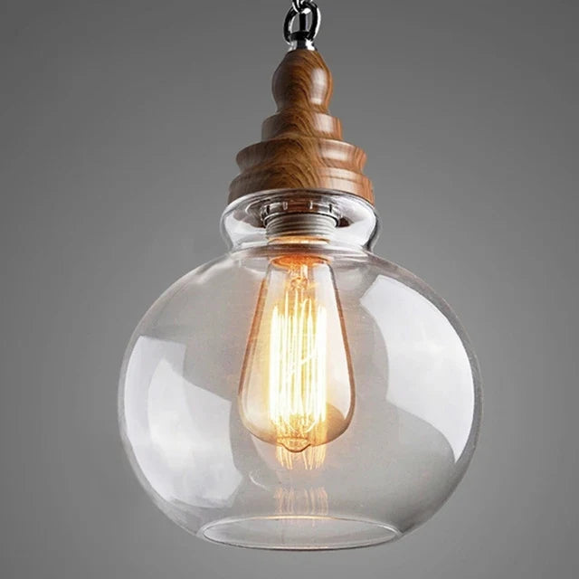 suspension rétro en bois avec éclairage led pour intérieur