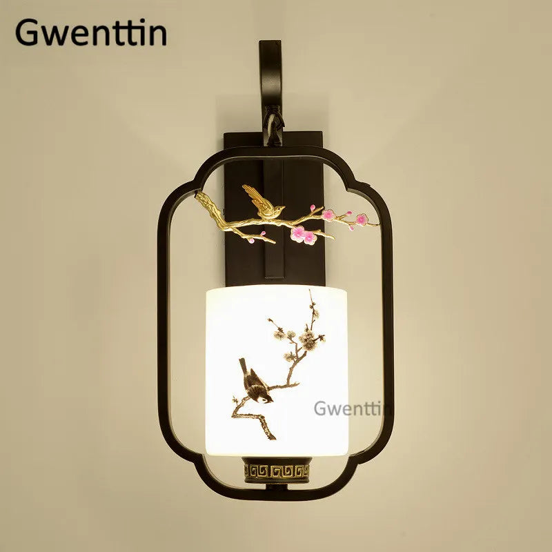 applique murale en verre style chinois vintage à led