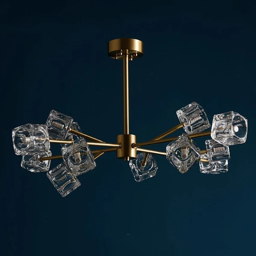 lustre led cube glace cuivre doré éclairage style industriel nordique
