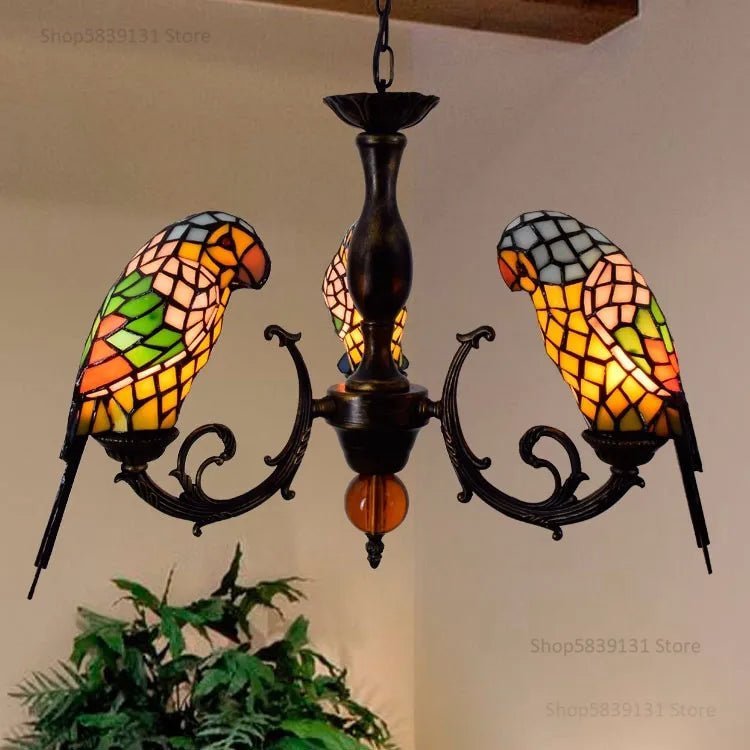 lustre suspendu led perroquet en verre post-moderne rétro américain