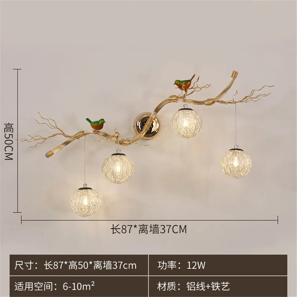 applique murale nordique en aluminium nid d'oiseau led romantique