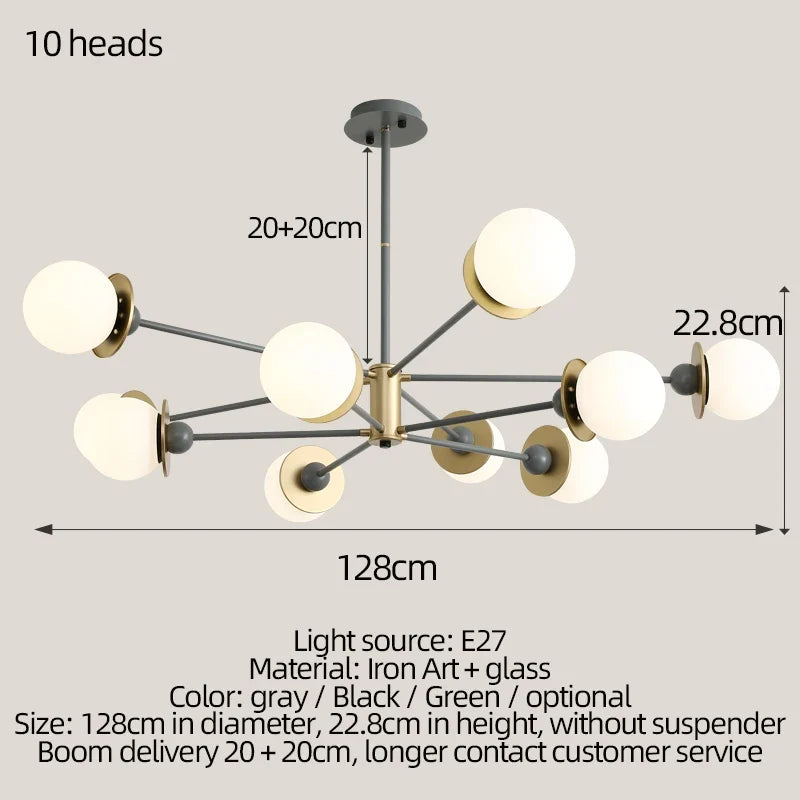 lustre moderne boule de verre pour éclairage intérieur décoratif