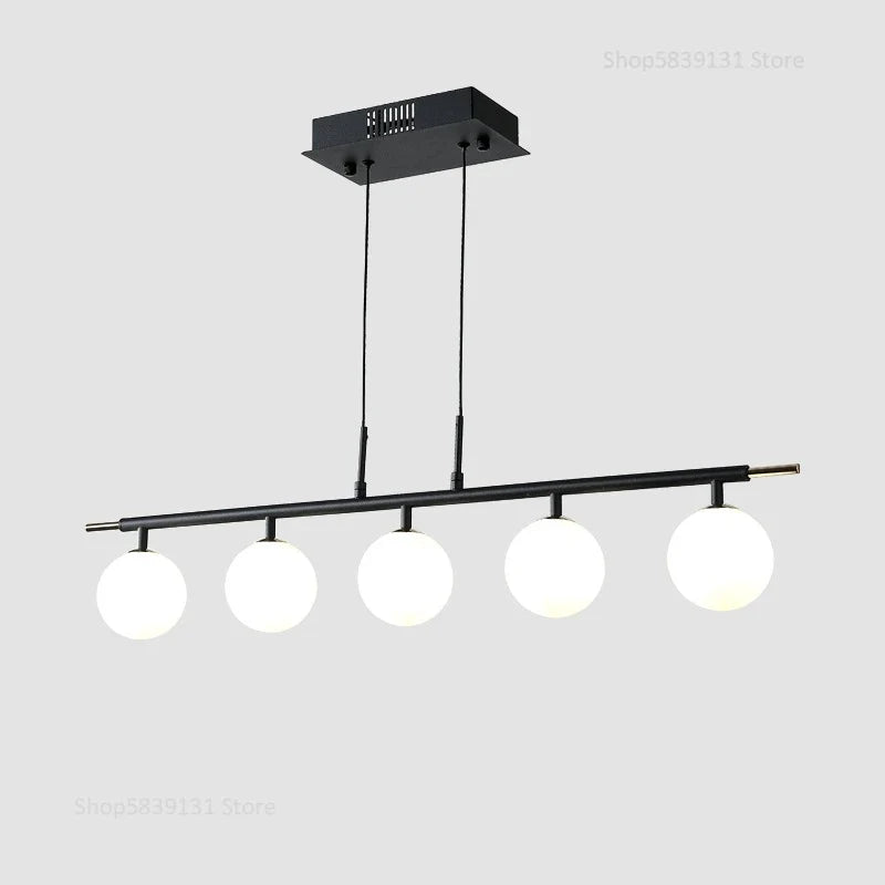 lustre nordique en fer avec boule de verre led pour restaurant