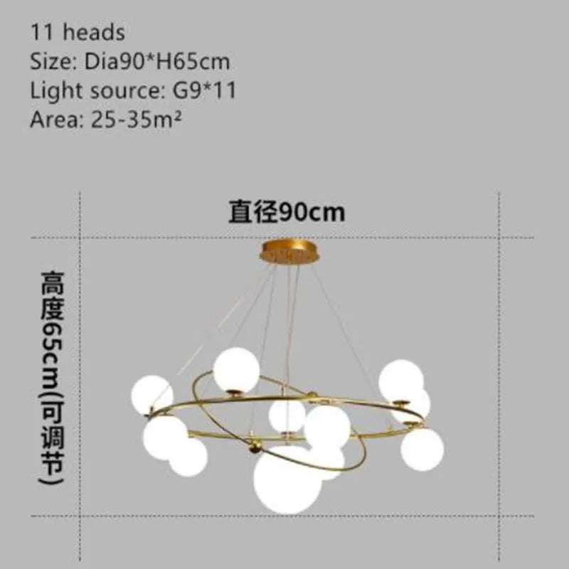 suspension LED nordique lustre en verre décoratif pour intérieur