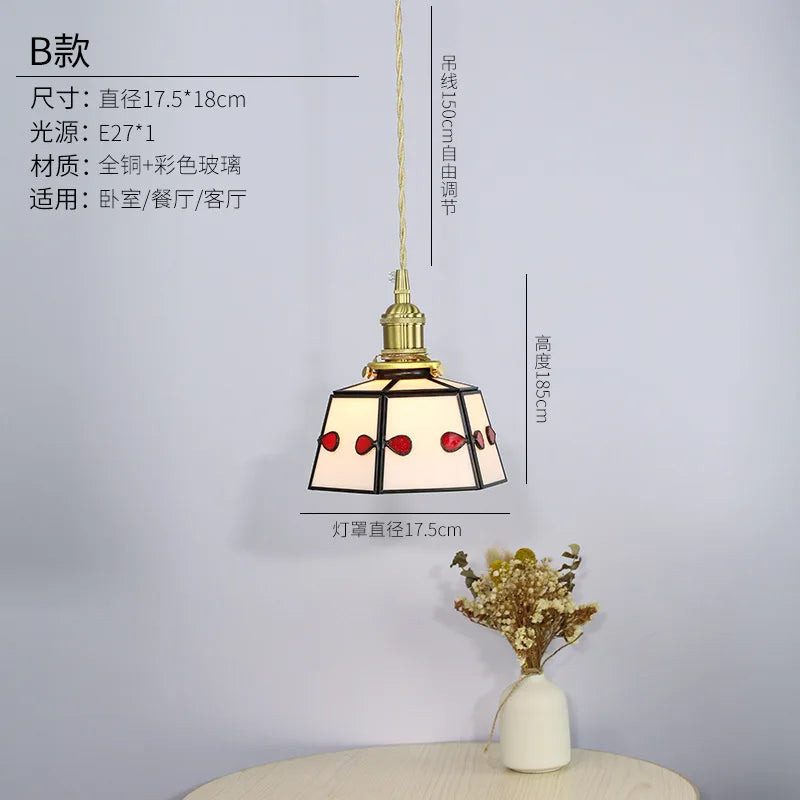 suspension en vitrail rétro style japonais pour décoration intérieure