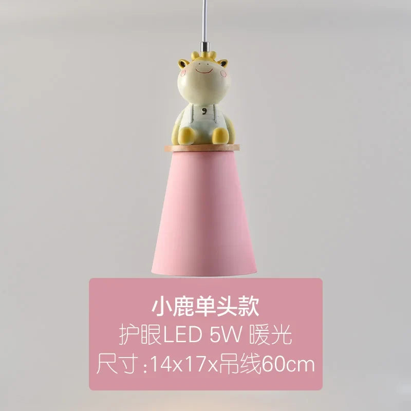 lustre créatif dessin animé animal pour chambre d'enfants