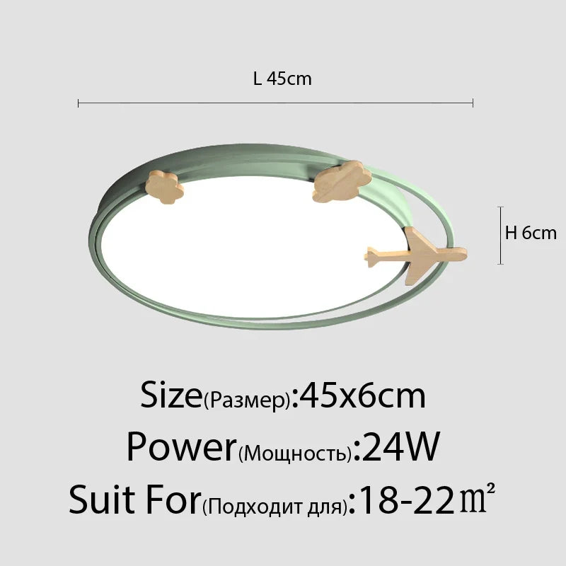 plafonnier led pour enfants dessin animé bois réglable monté