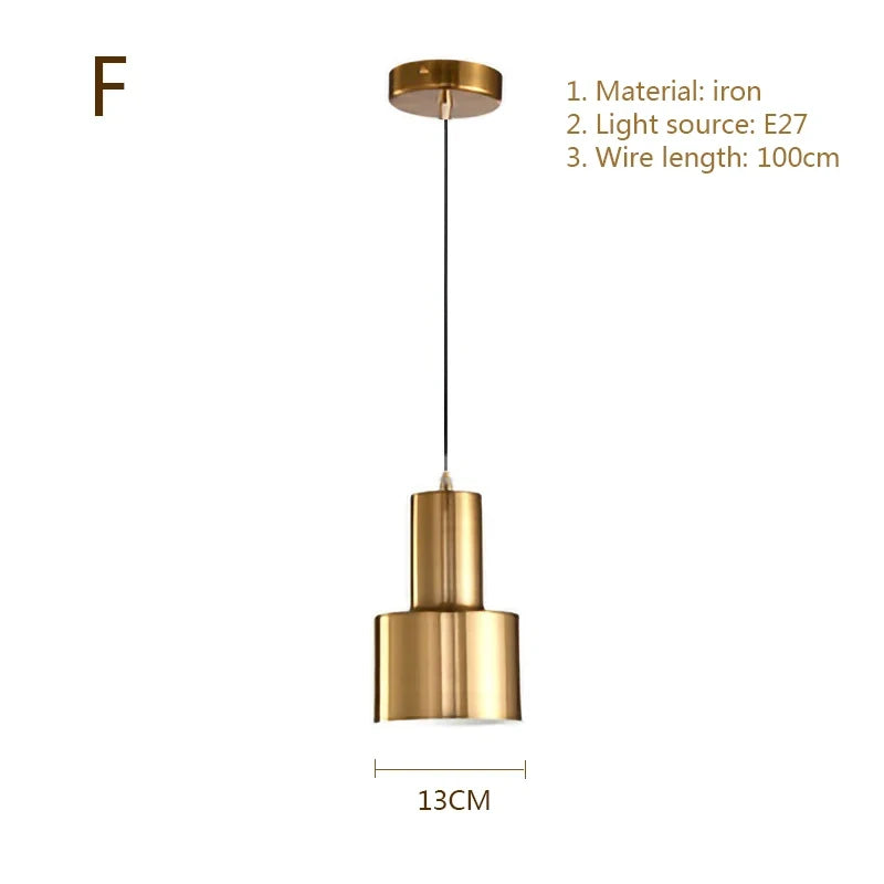 Nordique E27 led lumières or lustres modernes pour chambre cuisine salon loft lampe suspendue étude décoration de la maison luminaire