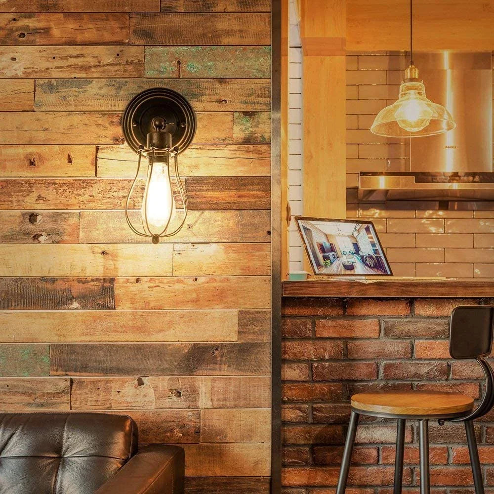 applique murale industrielle vintage avec abat-jour réglable et led
