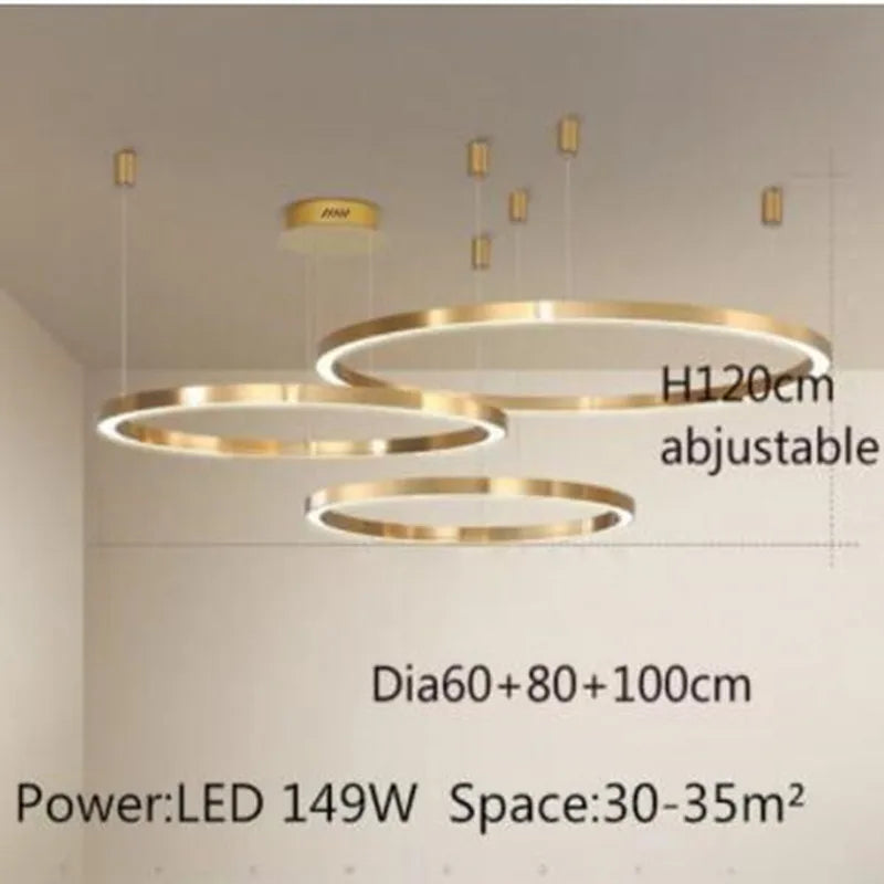 lustre led moderne brossé avec anneau lumineux