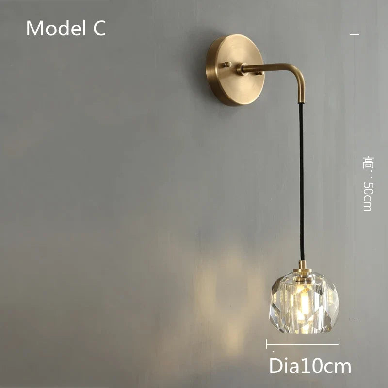Applique murale led cristal luxe moderne décor intérieur maison chevet allée entrée.