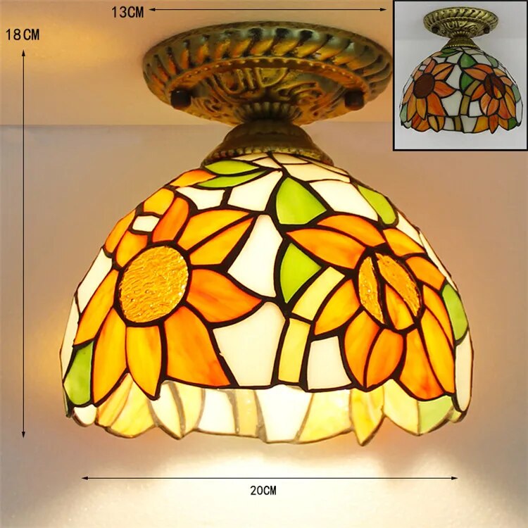 Plafonnier Led en verre créatif moderne avec ampoule 7W E27