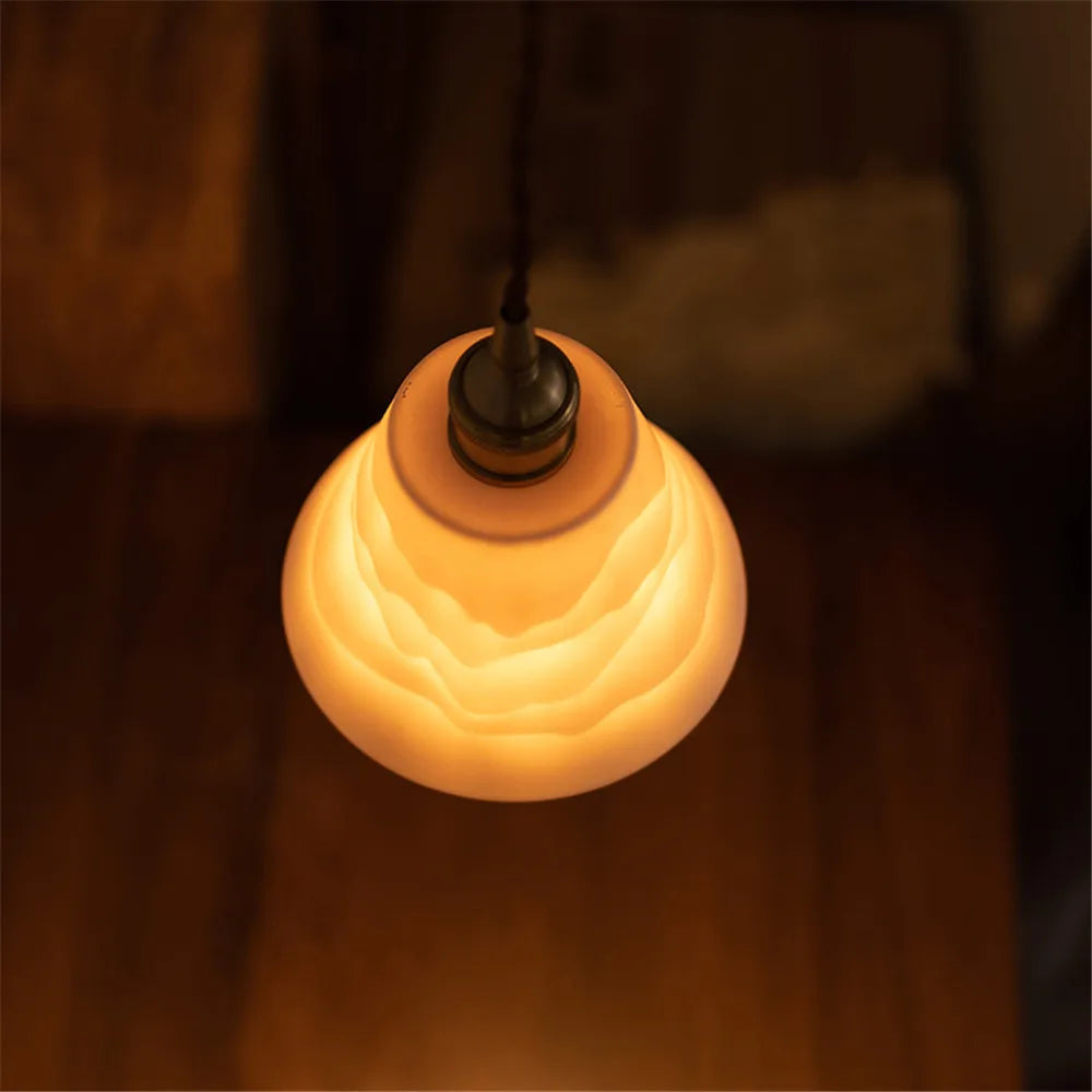 suspension loft style antique led en laiton céramique