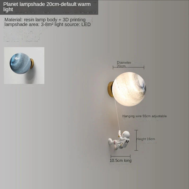 applique murale astronaute enfants 3d lune décoratif chevet
