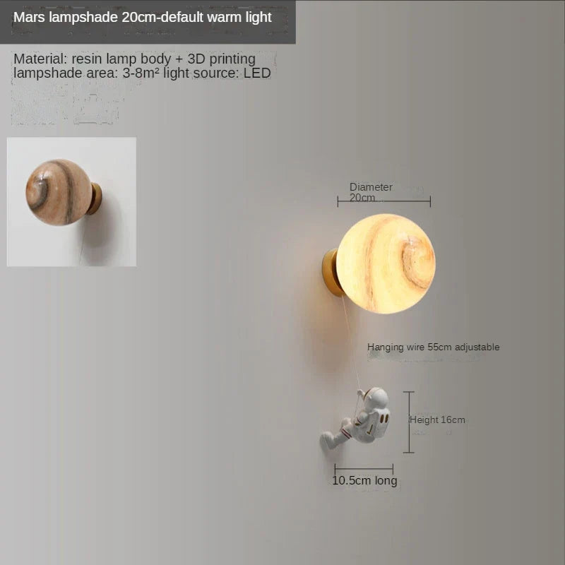 applique murale astronaute enfants 3d lune décoratif chevet