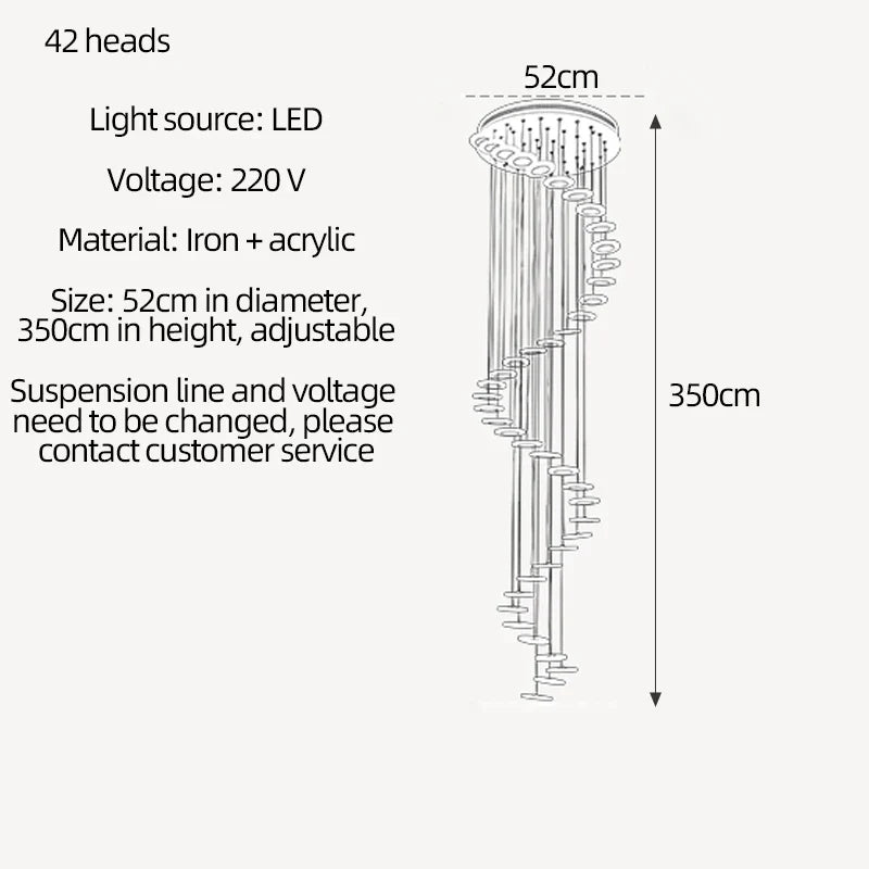 lustre en acrylique pour escalier et espace décoratif
