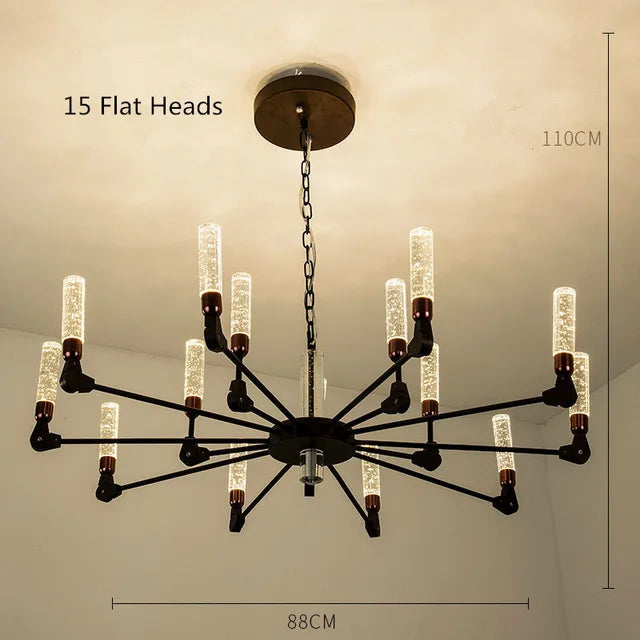 lustre nordique créatif en fer et cristal moderne