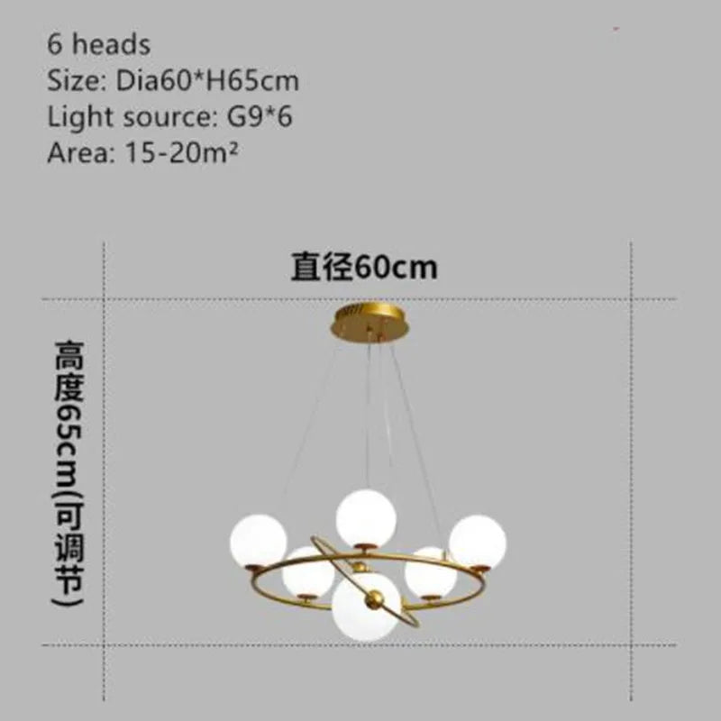 suspension LED nordique lustre en verre décoratif pour intérieur