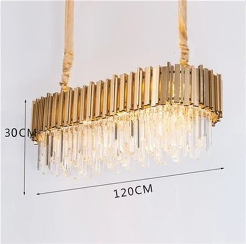 lustre moderne en cristal avec grande suspension à led