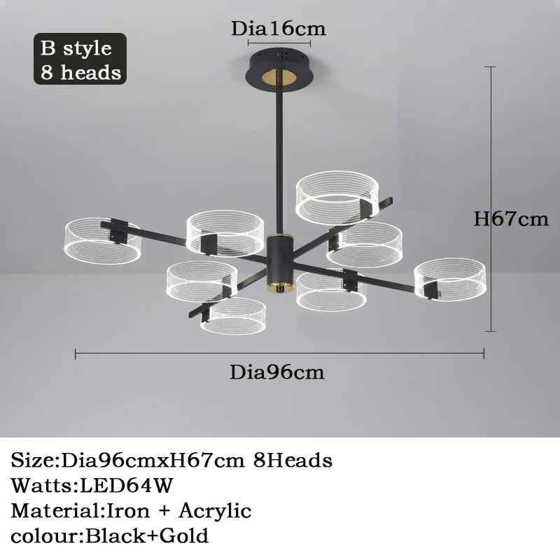 lustre industriel acrylique led pour éclairage intérieur décoratif